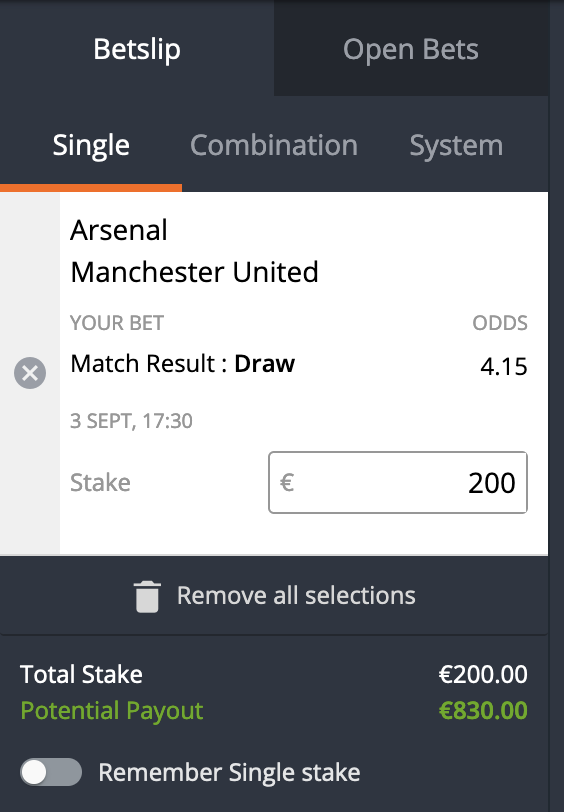 Plasser innsats hos bookmaker